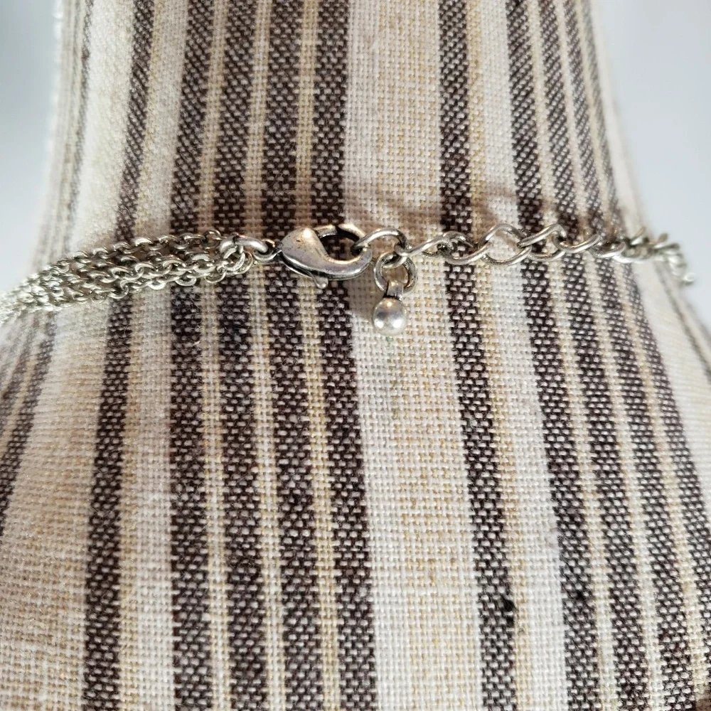 Silvertone & Black Multi Chain Necklace